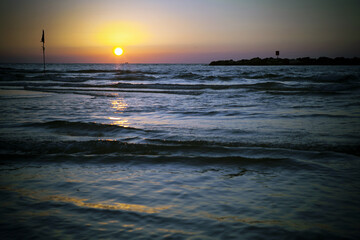 A beautiful sunset at the Red Sea in Israel.