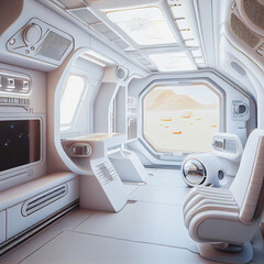 white interior of a space station