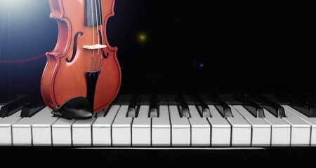 Classic musical piano and violin instrument