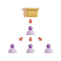 3D illustration of organizational structure, leadership hierarchy, or business team management icon isolated