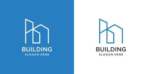 Building logo design with modern idea, real estate, apartment, house