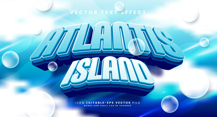 Atlantis island 3d editable vector text style effect, suitable for under water themes