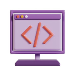 Coding on Monitor Programming Language Concept 3d icon
