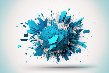 Blue explosion with a white background, isolated. Generative AI - obrazy, fototapety, plakaty