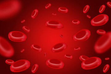 3d Red blood cells on red background.illustration of simple science concept.