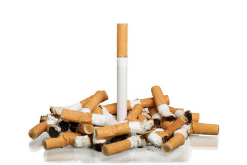 Extinguished used cigarette, Stop smoking concept