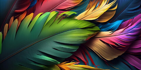 arrière-plan composé de plumes multicolores - illustration ia