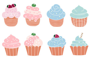 set colorful and appetizing pancakes, background, banner