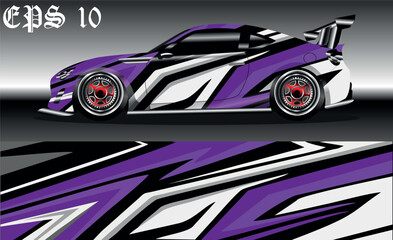 Car wrap design. Livery design for racing car. sedan, hatchback. vector format.