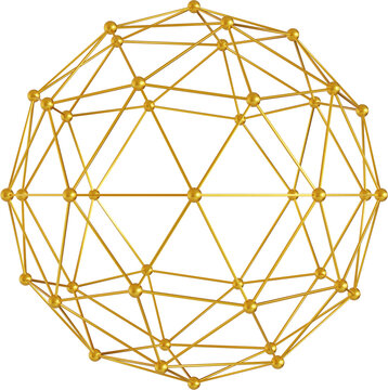 3d rendering. Abstract geometric shapes illustration. Modern minimal golden luxury objects isolated on transparent background