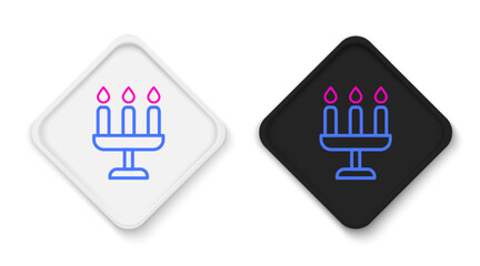 Line Candelabrum with three candlesticks icon isolated on white background. Colorful outline concept. Vector