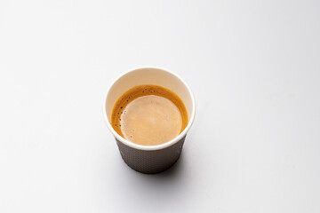 Top view of hot coffee espresso shot.