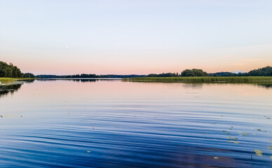 evening by the lake with reflection