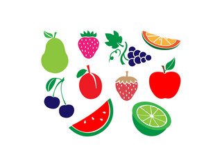 summer fruits set vector design and illustration. set of fruits and berries. summer vector fruits collection.