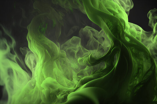 lime green swirling smoke graphic background texture element background, generative ai