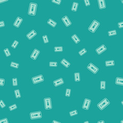 Green Mobile recording icon isolated seamless pattern on green background. Mobile phone with microphone. Voice recorder app smartphone interface. Vector