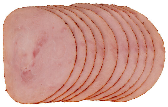 Slices of baked turkey breast roast cut out