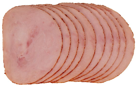 Slices of baked turkey breast roast cut out