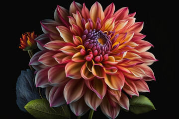 Illustration Of The Dahlias Flower In A Vibrant And Colorful Way (Generative AI)