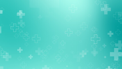 Abstract medical green blue cross pattern background.