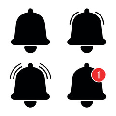 Notification bell icons, inbox message, social media, bell symbols for web, app. Vector illustration.