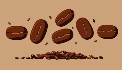 Coffee shop label badge template. Coffee beans hand drawn silhouette. Coffee seed simple icon. Vector