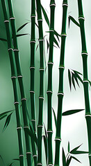 Bamboo with green and white blurry background, Generative AI Digital Illustration