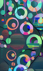 Colorful background with circles, geometric backdrop