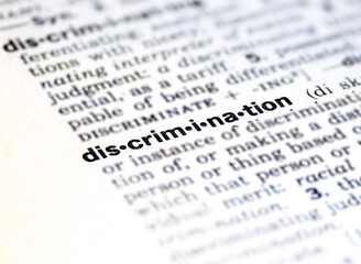 Fototapeta premium closeup of the word discrimination
