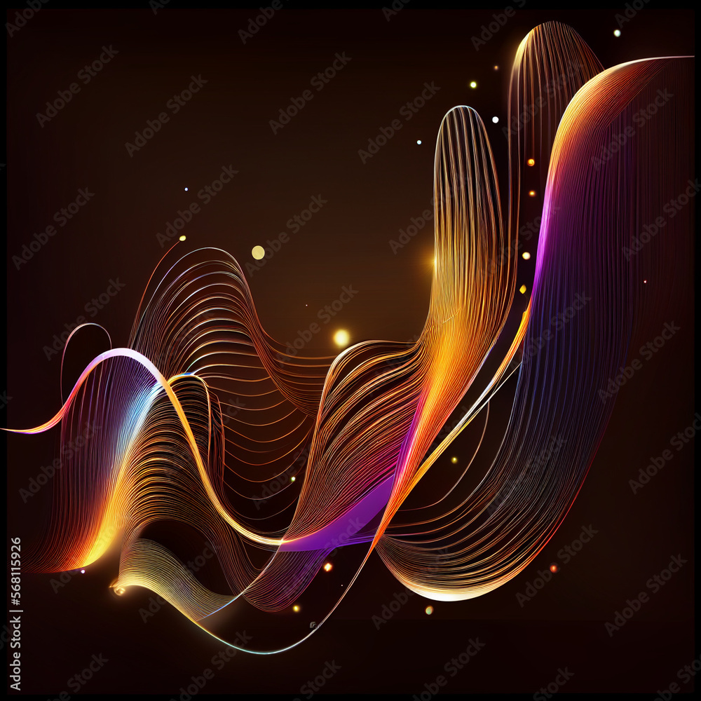 Wall mural vector abstract light lines wavy flowing dynamic in colors isolated for concept of generative ai