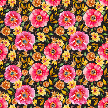 Garden Watercolor Floral Seamles Pattern