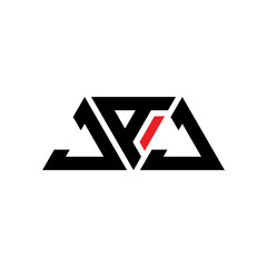 Obraz premium JAJ triangle letter logo design with triangle shape. JAJ triangle logo design monogJAm. JAJ triangle vector logo template with red color. JAJ triangular logo Simple, Elegant, and Luxurious Logo...