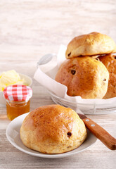 Sweet buns with raisin