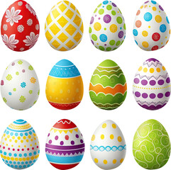 Easter eggs set transparent background