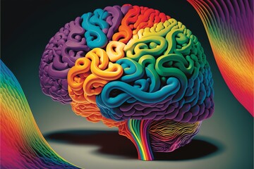 Brain creativity and knowledge concept. Generative AI.
