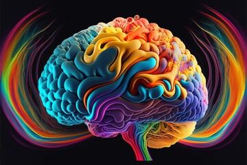 Brain creativity and knowledge concept. Generative AI.