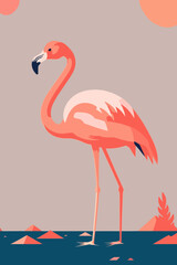 Flamingo vector illustration. Cartoon flamingo. Flamingo.