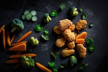 chicken nuggets and vegetables - generative ai