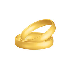 Golden realistic wedding rings with reflection Anniversary romantic surprise
