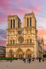 Fototapeta na wymiar Notre Dame de Paris cathedral at sunset, France