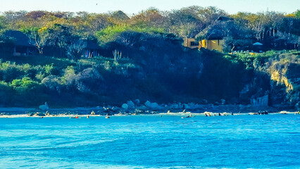 Fototapeta premium Extremely huge big surfer waves beach La Punta Zicatela Mexico.