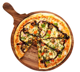 Tasty pizza on transparent background
vegetables pizza on transparent PNG