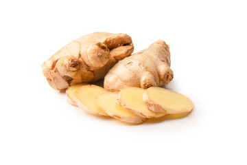 Ginger root isolated on white background.
