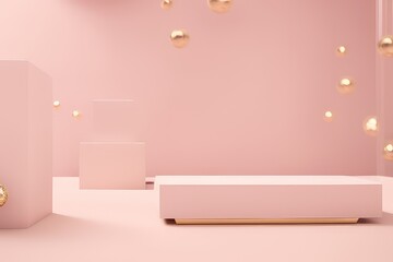High-Resolution Image of Pink Product Display Background Showcasing a Natural and Elegant Design, Perfect for Adding a Touch of Class to any Project. Mockup for a Natural Product Presentation