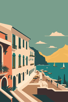 Cinque Terre - Italy, Europe. Vector illustration. travel Poster