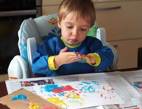 Finger Painting Little Kid Baby Child