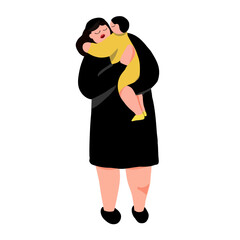 Mother with a baby in her arms - vector illustration