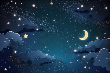 Fototapeta premium Background of night sky with many stars. Generative AI