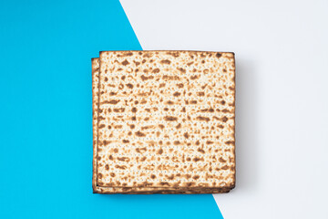 Traditional Jewish kosher matzo for passover. Pesah celebration concept (jewish Passover holiday)	
