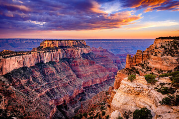 Sunset at the Grand Canyon north rim in Arizona